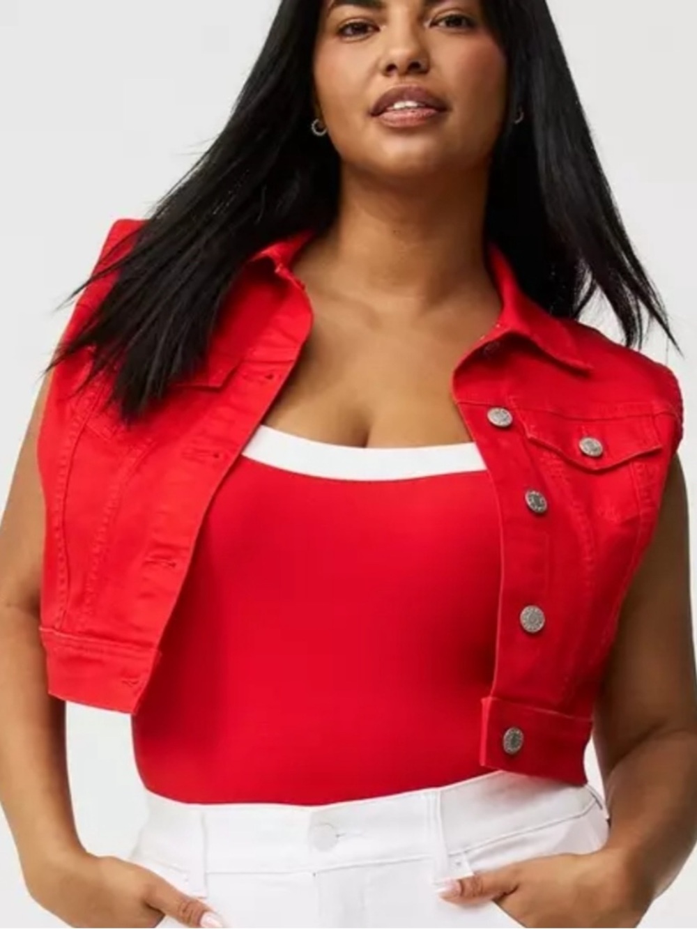 Torrid NEW Denim Vintage Stretch Crop Vest in Adrenaline Rush Womens Size 18-20